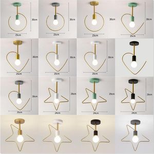 Modern järn taklampor lampa skugga E27 Nordic Retro ljuskrona Bedroom Dinning Heminredning Parlament Hängande Lignter Retro-salong