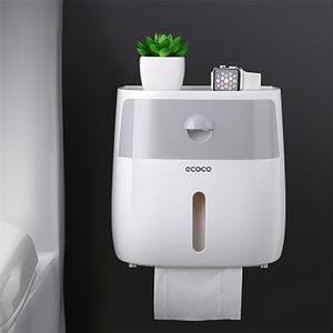 Portable Toilet Paper Holder Wall-mounted Dispenser Tissue Storage Box Bathroom Accessories Set For Plastic 210423