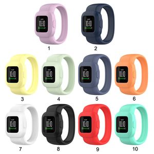 Düz renk Bileklik Silikon Hiçbir Toka Watch Band Kayışı Kordonlu Saat Garmin Vivofit JR.3 için Spor Değiştirme L S boyutu toptan