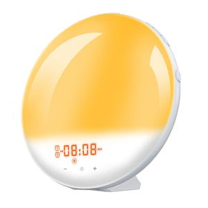 Alexa Mit Uhr großhandel-Andere Uhren Zubehör Wecke licht Smart Sunrise Wecker mit Farben FM Radio Digital Nachtlicht für Alexa Google Home EU Stecker