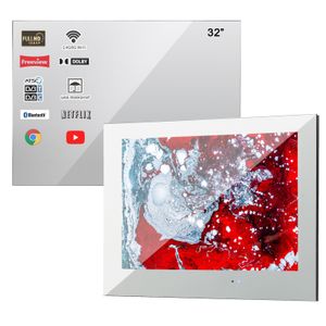 Soulaca 32 polegadas Smart Magic espelho LED Televisão para casa de banho grande tela montada à prova d 'água de publicidade de sauna TV