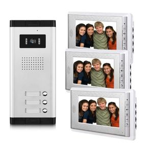 2/3/4 unidades apartamento vídeo porteiro sistema de intercomunicação kit de campainha para 2-4 apartamentos casa 1 câmera monitor telefones