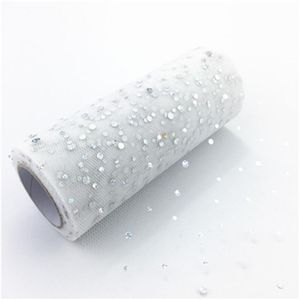 Wholesale silver organza roll resale online - Party Decoration Yards CM Glitter Sequin Tulle Roll Wedding Gold Laser Organza Silver Christmas Baby Shower Decorations