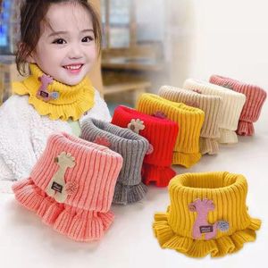 Lenços bonito desenho animado girafa lenço de malha para crianças inverno primavera morno rufffle meninas crianças outdoor windproof pescoço