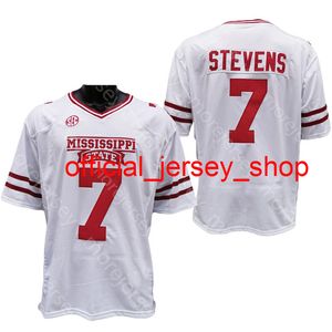 2020 NCAA Yeni Mississippi Devlet Bulldogs MSU Football Jersey Koleji 7 Stevens Beyaz Tüm Dikişli Ve Nakış