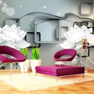 Anpassad fotovägg heminredning modern 3D blommor fyrkantig nät fresco vardagsrum soffa tv bakgrund konst väggmålning vattentät