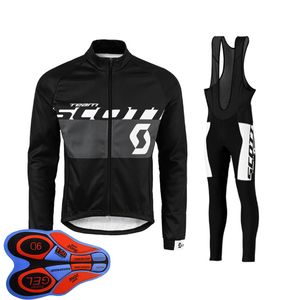 Frühling/Herbst SCOTT Team Herren Radtrikot Set Langarmshirts Trägerhosen Anzug MTB Bike Outfits Rennrad Uniform Outdoor Sportbekleidung Ropa Ciclismo S21042034