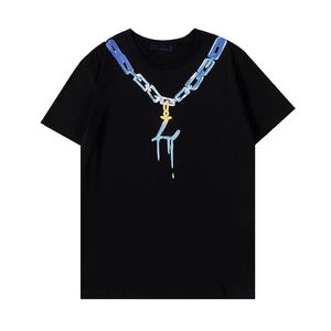 Luxe ketting hanger print mannen wome t shirts mode zomer ontwerper T stukken voor man