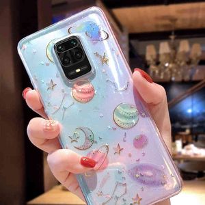 Cases With Purple Transparent Rubber Sleeve, Rubber Sleeve With Stars And Moon for Xiaomi Redmi 11 Note 9/8/7Pro Mi9 Se Note10Pro A3 9