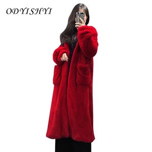 Women's Fur & Faux Ladies Thick Winter Jacket 2021 Women Luxury Coat Loose Warm Outwear Plush Oversize 5XL Casual Long Overcoat Female