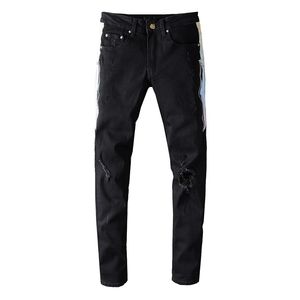 Jeans da uomo di design di qualità anni '20 fori classici Denim di lusso da uomo Moda streetwear abbigliamento da uomo Europa e America pantaloni da moto rock revival