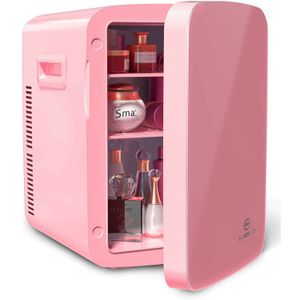 MOOSOO Portable Small Fridge Use for Skin care, Snacks, Drinks, 15 Liter 18 Cans, with AC&DC Power , Heat and Cool Dual Mode on Sale