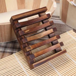 Creative retro carbonized bamboo Wooden soap holder simple 4 style soaps box home Bathroom Accessories db858