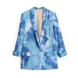 stylish women corduroy tie dye blazers fashion ladies elegant long jackets casual female slim blazer girls chic 210430