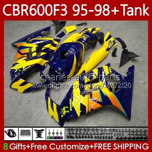 Carrozzeria + serbatoio per HONDA CBR 600 F3 CC 95-98 Corpo 64No.147 CBR 600FS 600F3 CBR600 FS CBR600F3 95 96 97 98 CBR600-F3 600CC CBR600FS 1995 1996 1997 1998 Carenatura blu giallo blk