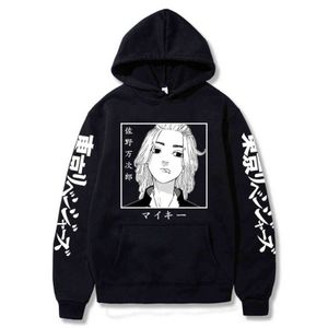 Sıcak Tokyo Revengers Hoodie erkek Tişörtü Anime Manjiro Sano Grafik Hoodie Cosplay Giysi Boys Siyah Kazaklar Y1109