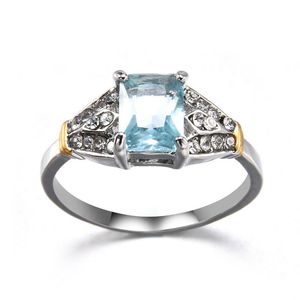 Обручальные кольца ювелирные украшения натуральное аквамариновое кольцо кольцо из изумрудного срезанного синего драгоценного камня.