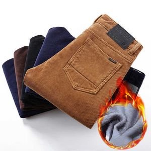 2021 Winter New Men's Corduroy Warm Casual Pants Classic Style Business Fashion Elasticity Slim Thicken Trousers Male Brand Y0927