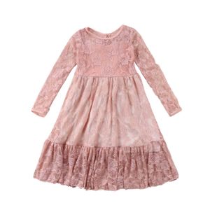 Abito da principessa per bambina in pizzo infantile per bambini da damigella d'onore elegante per bambini Tutu Abito da compleanno per bambina vestiti per bambina Q0716