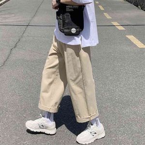 HybSkr Men's Straight Ankle-length Pants Fashion Casual Oversize Solid Color Trousers Harajuku Streetwear 210715