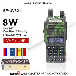 Originale Dual PTT Baofeng UV-82 8W 10 KM Walkie Talkie Nero Camo Handy Radio amatoriale uv-5r UV-9R Plus caccia uv82