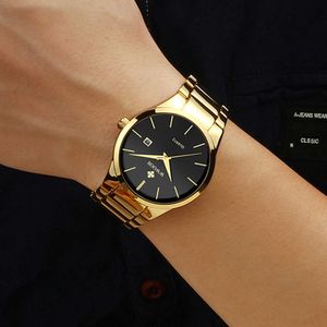 Relojes Hombre WWOOR Gold Watch Men Luxury Mens Quartz Wristwatch Business Watch Stainless Steel Waterproof Auto Date Clock 210527