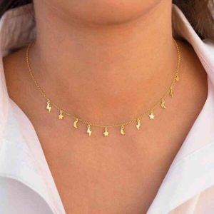 925 Sterling Silver Fashion Statement Kvinna Choker Chain Moon Star Lightning Multi Charm Charmig Luxury Women Necklace