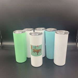 Wholesale travel coffee mug cup for sale - Group buy Luminous Sublimation Light Straight Coffee Mugs Double layer Stainless Steel Tumbler Cups Portable Travel Water Bottle