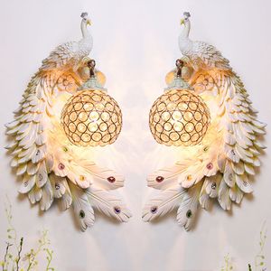 Nordic creative wall lamp living room background wall decoration peacock LED light corridor staircase modern bedroom bedside lamps