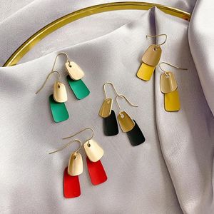 Solid Color Ear Studs Alloy Gold Plating Earrings Charms Polygon Women Long Eardrop Multi Colour Fashion Jewelry