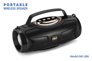 MF-200 Kabelloser Super-Bass-Bluetooth-Lautsprecher, tragbare Stereo-Soundbox mit Tragegurt, HiFi-Subwoofer, unterstützt FM, USB, Festplatte, TF, MP3-Player