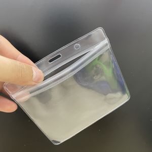 100pcs Waterproof Protector Holder 4.53*3.94" Zip Business Card Files Cover Fit Inner Cards Size 4*3 Inch Water-proof Packing Bags Storage Bag