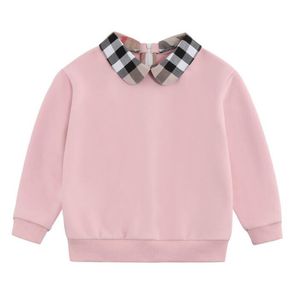 Great Quality Baby Girls Plaid Sweaters Pullovers Autumn Winter Kids Long Sleeve Sweathshirt Cotton Children Turn-Down Collar Sweater