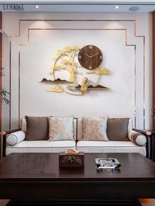 Kinesisk stil vardagsrum hem mode kreativ personlighet nordisk ljus lyx vägg klocka modern 210414