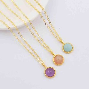 QS380N Gold Plated 925 Sier Genuine Birthstone Necklace Jewelry Healing sterling sier necklace