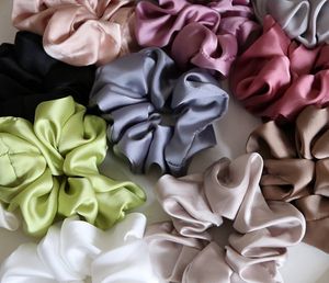 Fashion Women Girls Silky Satin Hair Scrunchies Solid Stretch Elastic Hairs Tie Simple Elegant Rubber Band Ponytail Holder