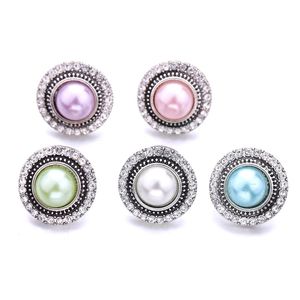 Venda Por Atacado cor de prata snap button mulheres encantos acrílico jóias descobertas cristal strass 18mm metal snaps botões DIY pulseira de pano jóias