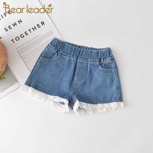 Bear Leader Mädchen Kinder Shorts Mode Baby Mädchen Denim Hosen Kleinkind Sommer Spitze Leggings Kinder Kleidung für 2 7 Jahre 210708