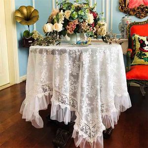 Principal orgulhoso Rose Lace Table Princesa Round Phoots Decoração de Casamento Suprimentos Bordados Capa Tevê Toalha 210626