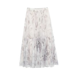 Simple Elegant Fresh All-match Skirt Summer Sweet Print Ball Gown Skirts Mid-calf High Waist Femme Faldas Japan Style 210525