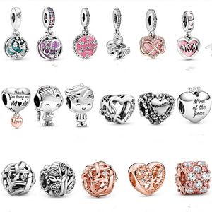 925 Sterling Silver Charm Mother's Day Heart Beads For Pandora Bracelet DIY Ladies Fashion Luxury Jewelry