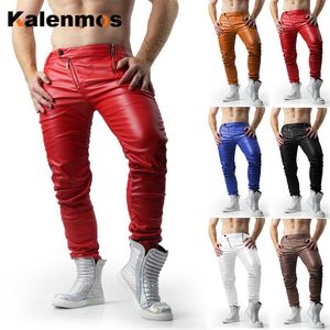 Pants Men Boyfriend Autumn Fall Spring Hip Hop Trousers Streetwear Mens Clothing Punk PU Leather Joggers Men's