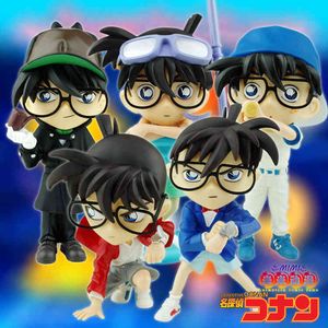 NEW ARRIVAL Japanese Anime Cartoon Detective Conan Kudo 5 Q Style PVC Model Toys Figure Christmas Gifts For Kids X0503