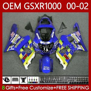 OEM Movistar Blue Body Kit für Suzuki GSXR 1000 CC GSXR-1000 01–02 Karosserie 62Nr