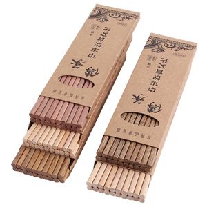 10 Pairs Wooden Chopsticks 25cm Reusable Natural Healthy Chinese Classic Style Chopsticks