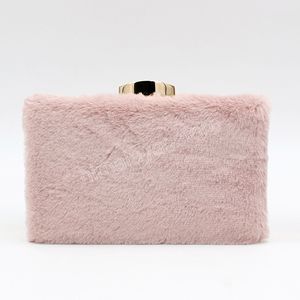 女性の甘い毛皮のバッグソフトの毛皮のゆったりとした財布とハンドバッグ高級エレガントな女性パーティーバッグチェーンショルダーブライダル財布