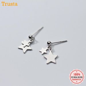 Stud Trustdavis 100% 925 Solid Real Sterling Silver Star Sheet Earrings Gift for Women Teen Girls Kids Lady Jewelry DA186