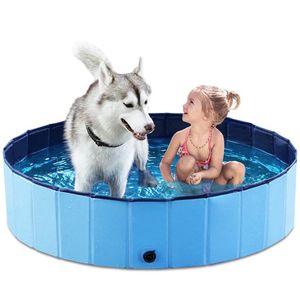 Foldable Dog Swimming Pool Collapsible Bath Tub For Large Small Pets and Baby Kids 120cm/47in KDJK2106