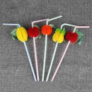 Funny 50Pcs a Lot Party Use Plastic Straws, Fruit Design Plastic Drinking Straws, Creative Plastic Party Straws SN523