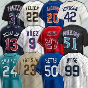 22 Clayton Kershaw 99 아론 판사 야구 유니폼 Ronald Acuna Jr. Javier Baez Mike Trout 51 Randy Johnson Mike Piazza 27 Vladimir Guerrero Jr. 21 Roberto Clemente